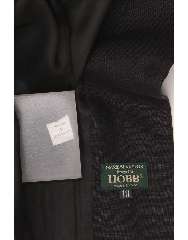 Jaqueta blazer feminina de 1 botão Hobbs UK 10 pequena linho preto