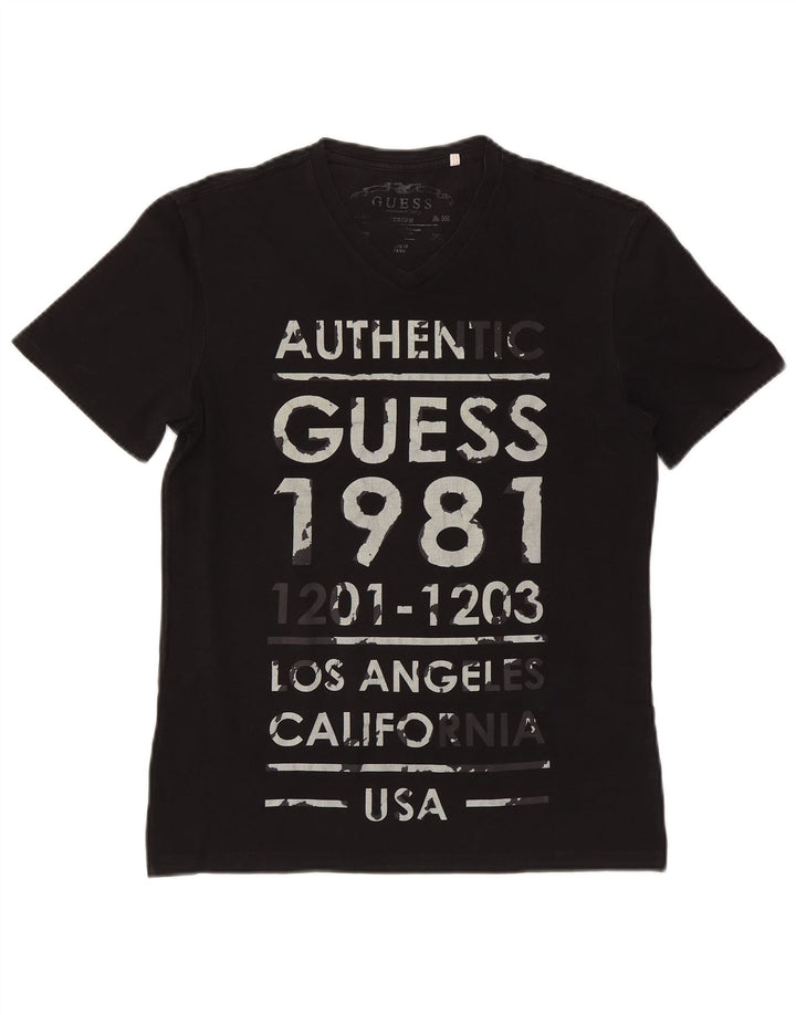 Guess Camiseta masculina gráfica Top médio preto