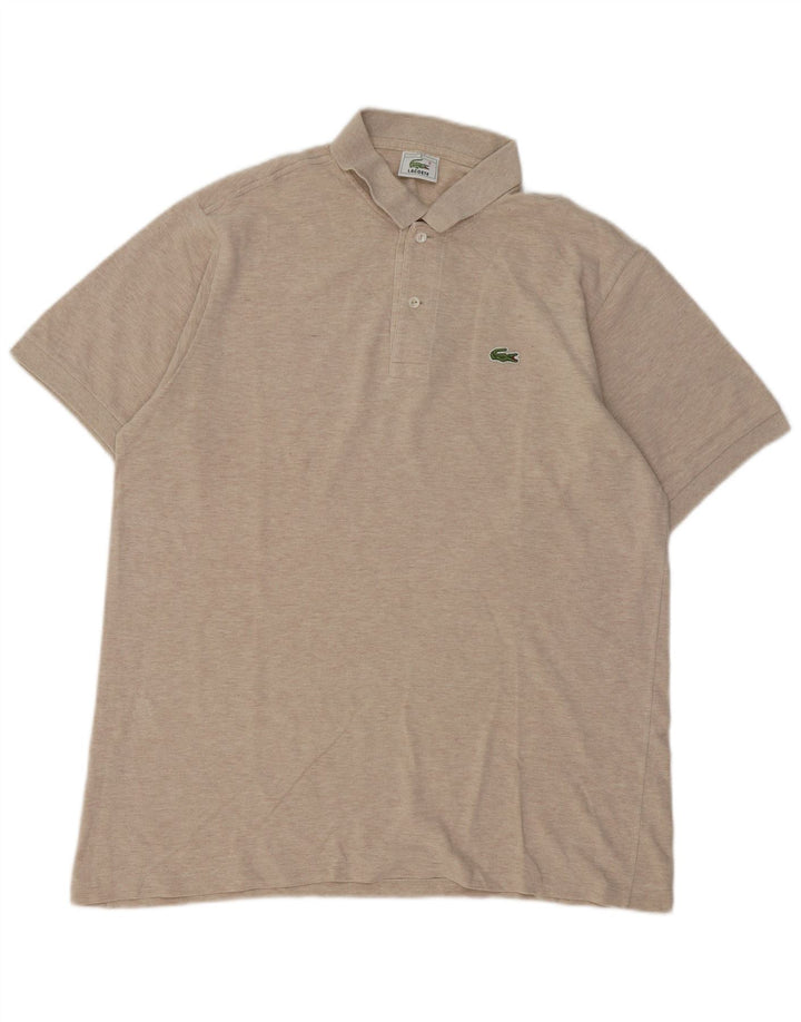 Camisa polo masculina Lacoste tamanho 6 XL algodão bege