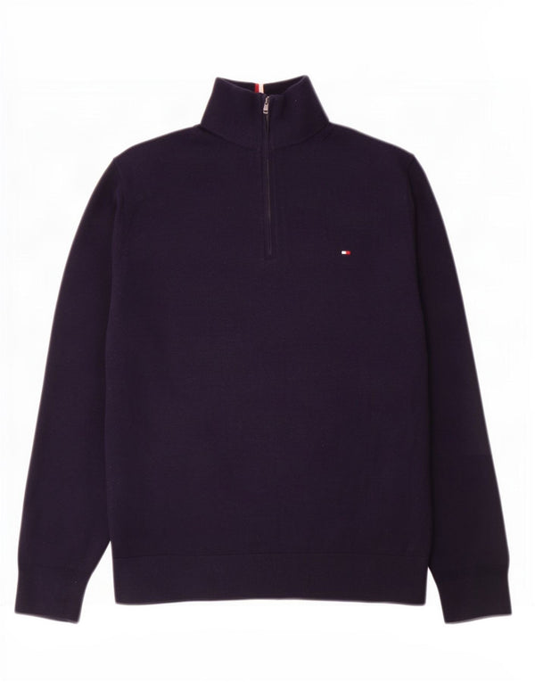Suéter masculino Tommy Hilfiger com zíper e gola XL azul marinho algodão