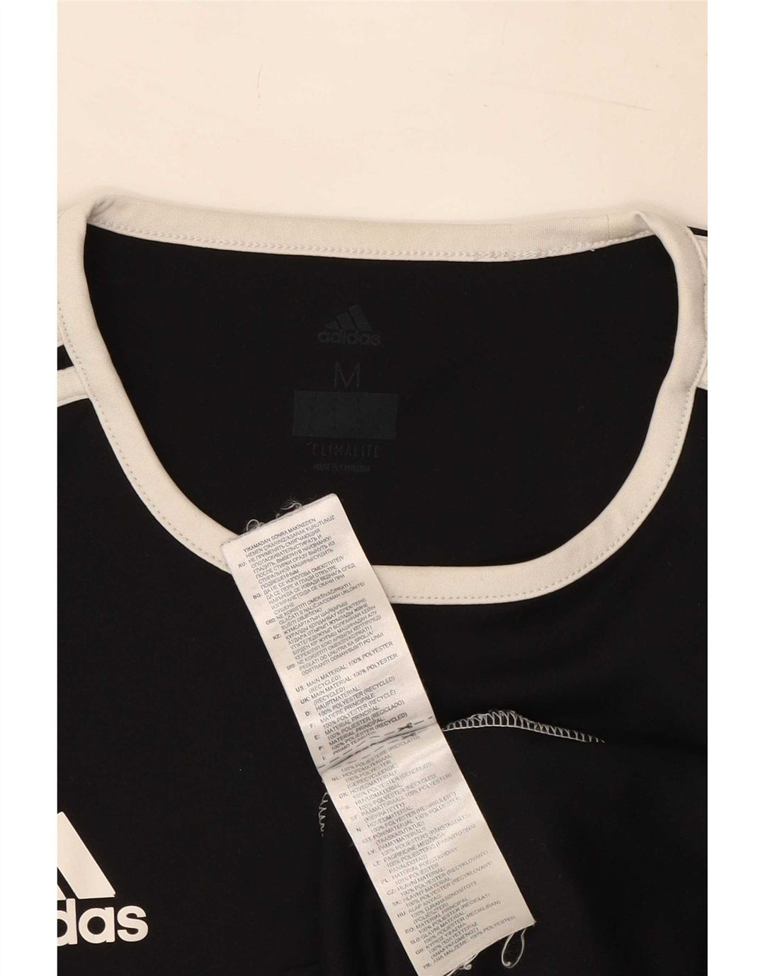 Adidas Mens Climalite Camiseta Top Médio Preto Colorblock Poliéster