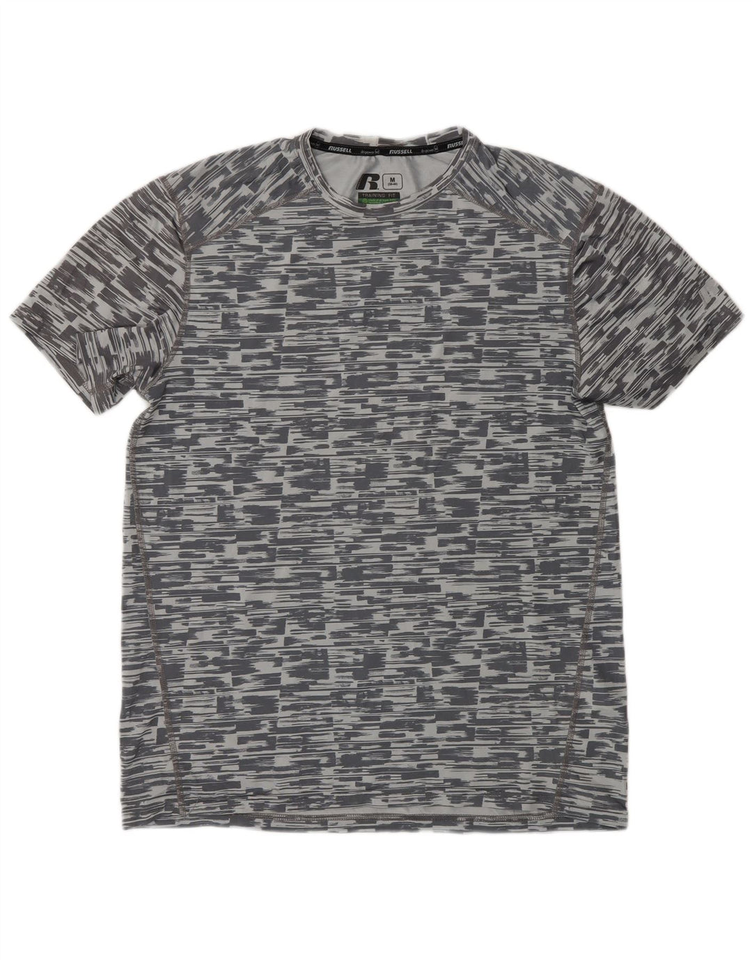 RUSSELL ATLÉTICO Camiseta masculina Dri-Power Top listrado cinza médio
