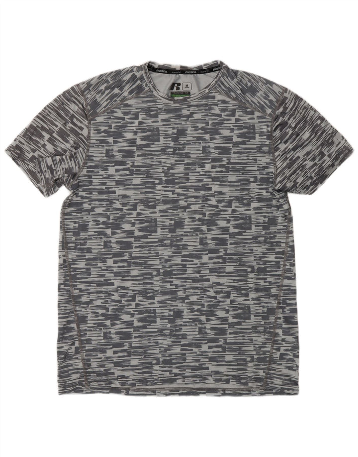 RUSSELL ATLÉTICO Camiseta masculina Dri-Power Top listrado cinza médio