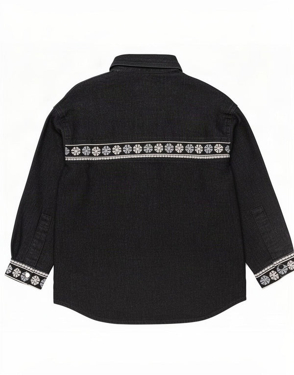 Camisa oversized feminina Zara Reino Unido 14 algodão geométrico preto médio