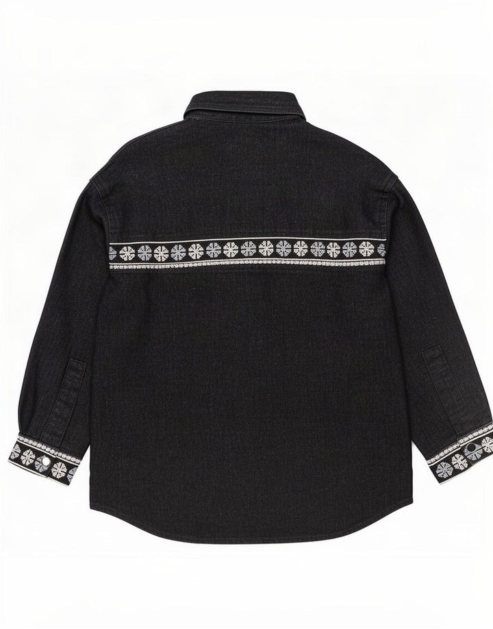 Camisa oversized feminina Zara Reino Unido 14 algodão geométrico preto médio