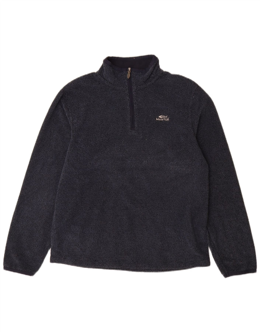 Weird Fish Masculino 1/4 Zip Neck Fleece Jumper Grande Poliéster Azul Marinho