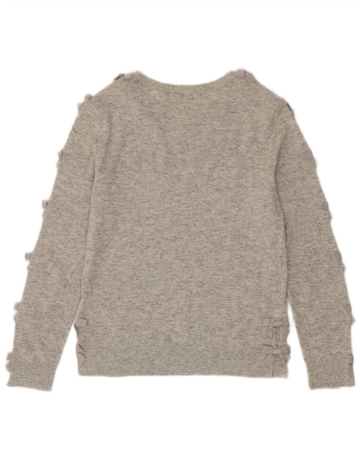Suéter feminino Ted Baker com gola canoa, tamanho 2, lã cinza pequena