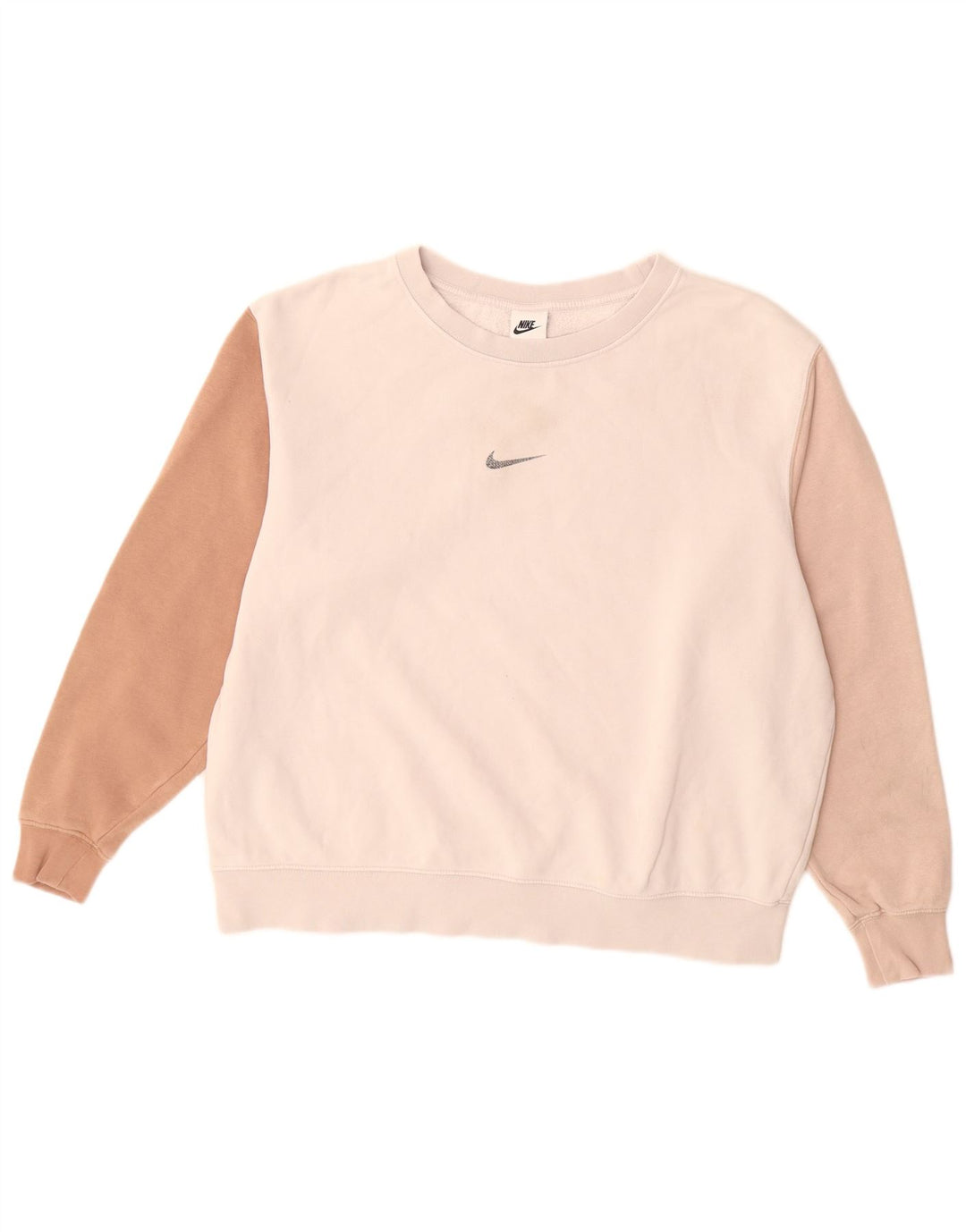 Moletom feminino Nike Jumper UK 14 médio bege colorblock algodão