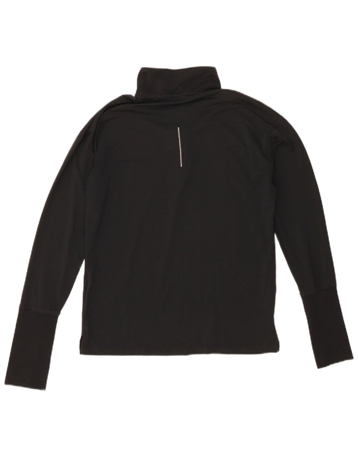 Nike Womens Dri Fit Zip Neck Pullover Treino Top UK 6 XS Poliéster Preto