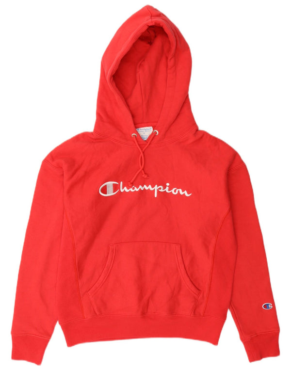 Jumper feminino com capuz gráfico Champion Reverse Weave Reino Unido 10 pequeno algodão vermelho