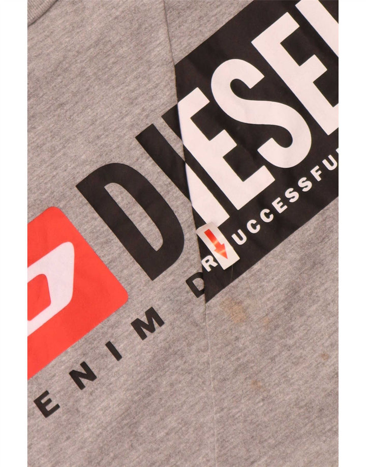 Diesel Camiseta masculina gráfica Top algodão manchado cinza médio