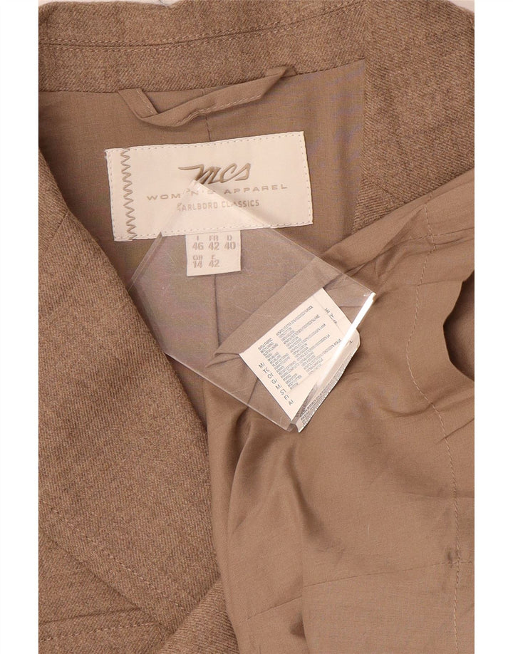 Jaqueta blazer feminina Marlboro Classics com 3 botões Reino Unido 14 grande marrom poliéster