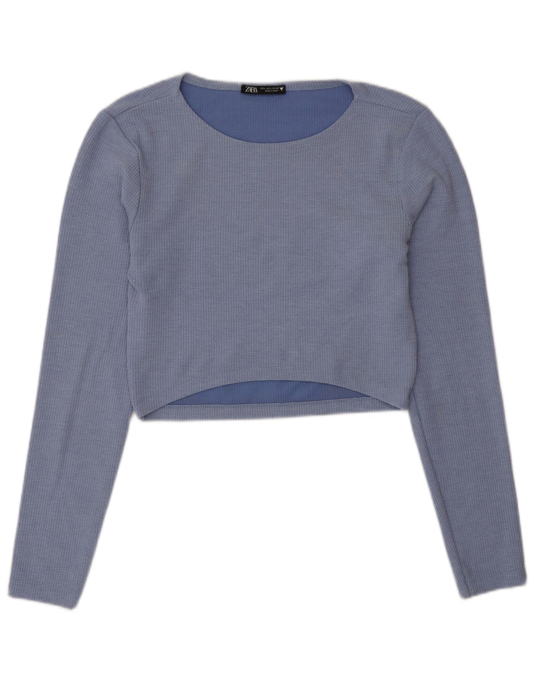 Zara Womens Crop Top UK 12 Poliéster Azul Médio