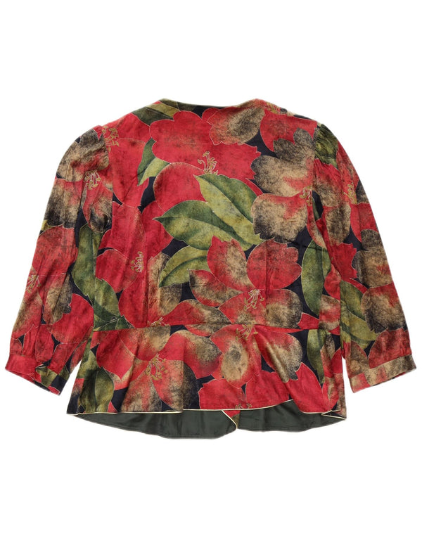 Blusa feminina vintage manga 3/4 IT 46 grande floral multicolorida