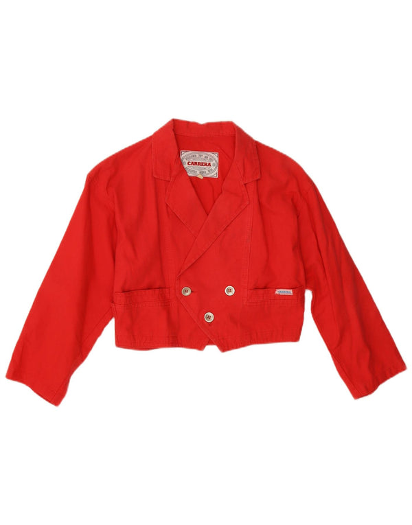 Jaqueta Carrera Feminina Crop Double Breasted Blazer Reino Unido 10 Pequeno Vermelho