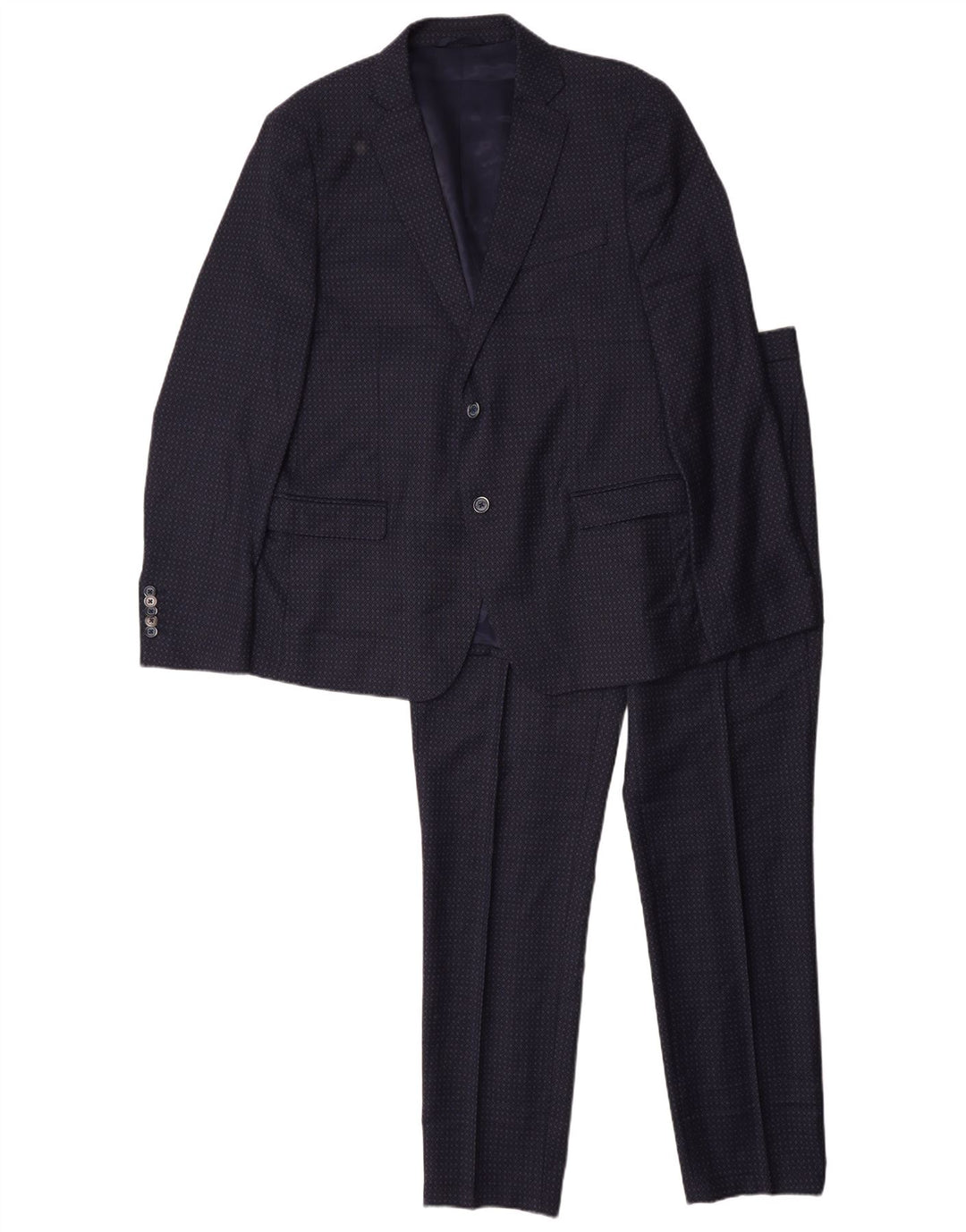 John Barritt terno masculino de 2 peças IT 52/54 XL W36 L31 azul marinho geométrico