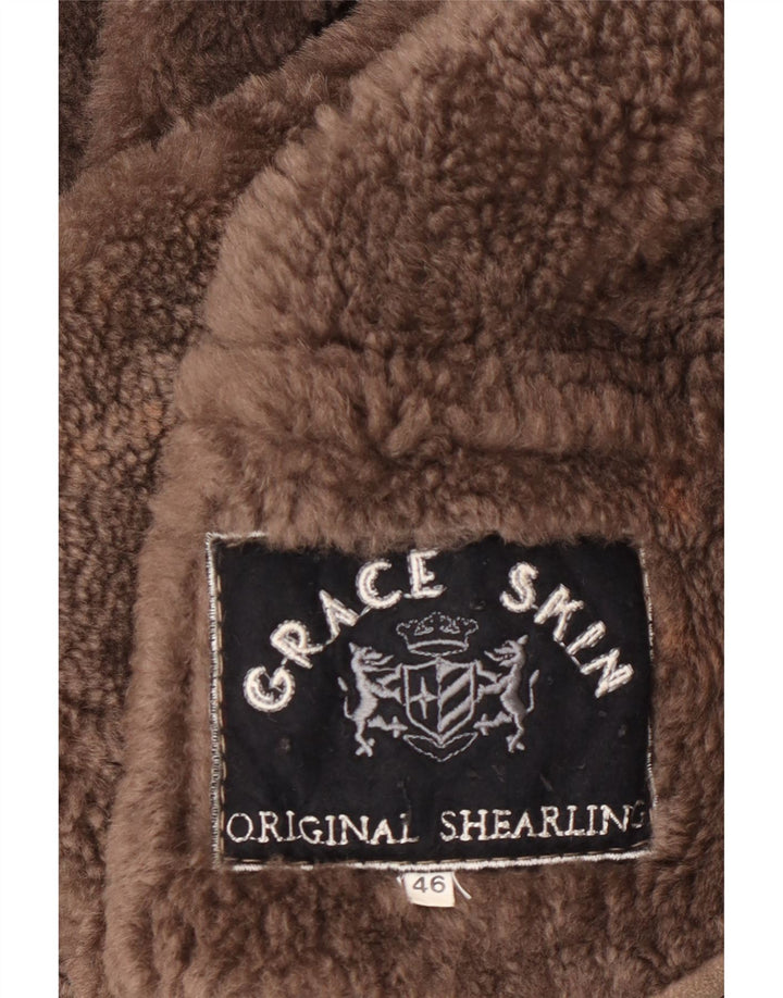 Casaco feminino vintage de corte grande IT 46 Shearling cinza grande
