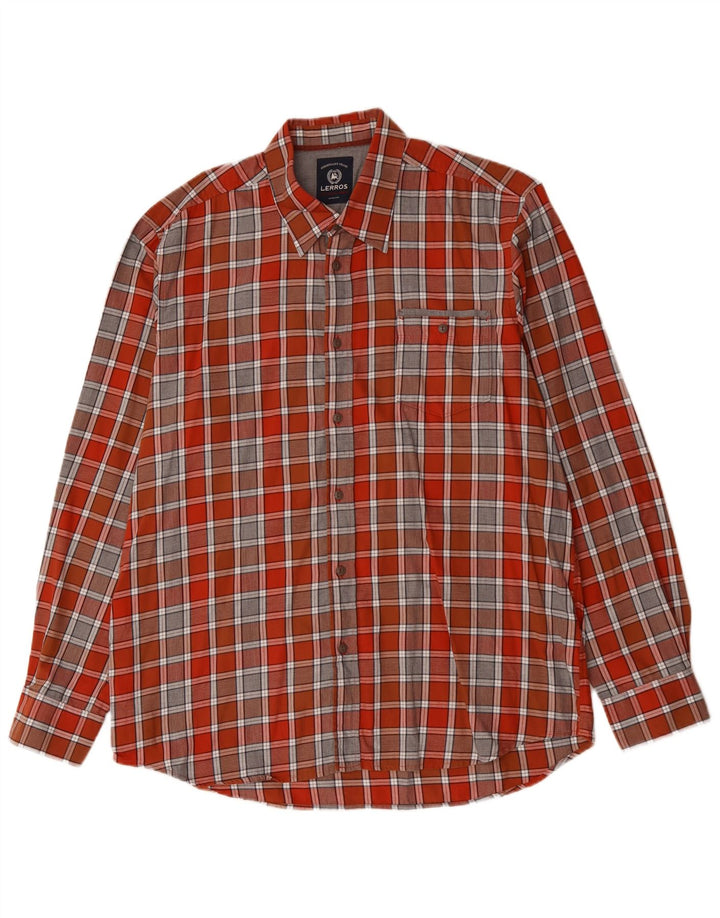 Camisa masculina LERROS XL algodão xadrez vermelho