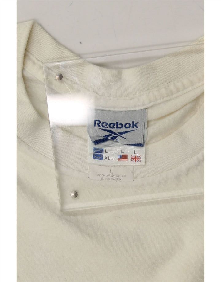 REEBOK Womens T-Shirt Top UK 16 Large Off White Cotton Vintage Reebok and Second-Hand Reebok from Messina Hembry 