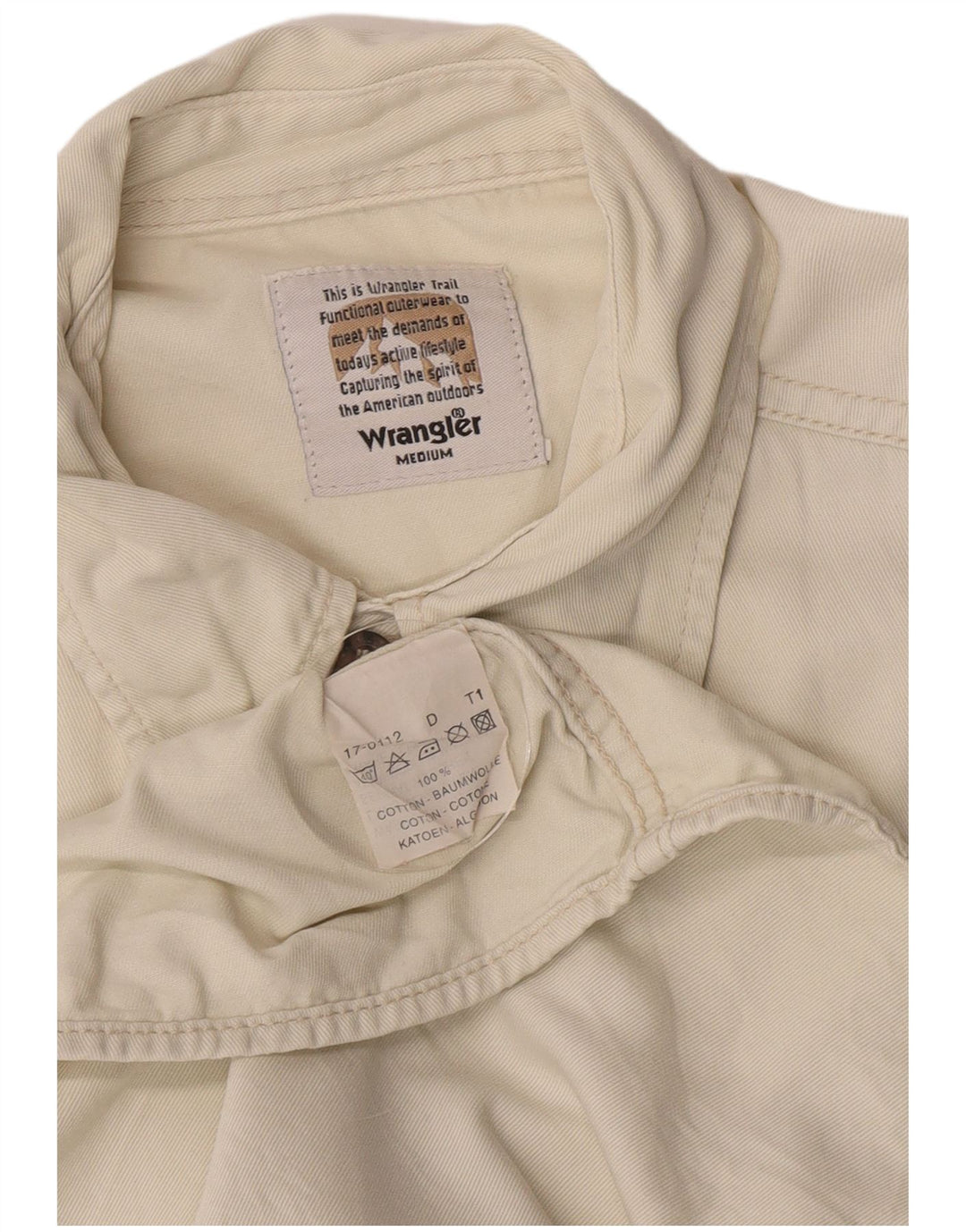 Camisa militar masculina de manga curta Wrangler de algodão branco médio
