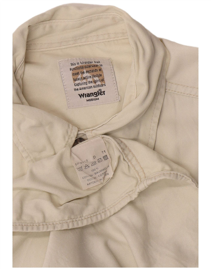 Camisa militar masculina de manga curta Wrangler de algodão branco médio