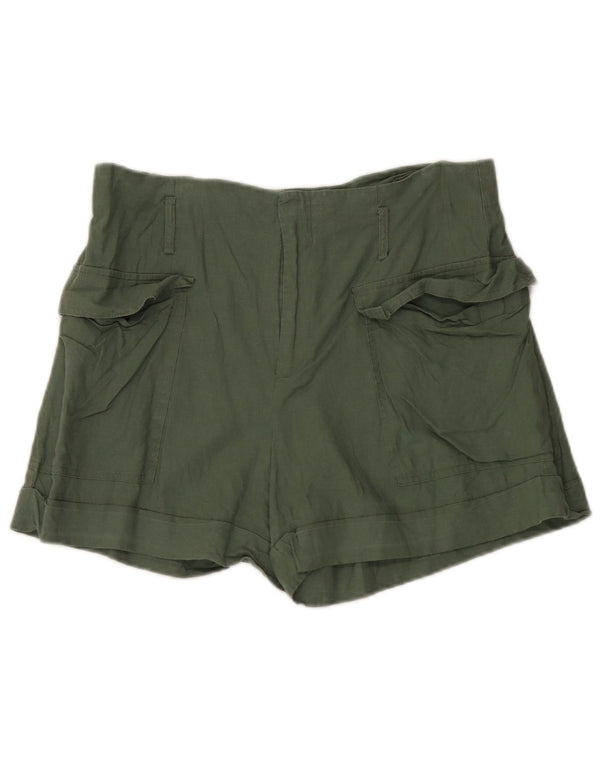 Shorts cargo feminino de cintura alta Zara XL W32 linho verde