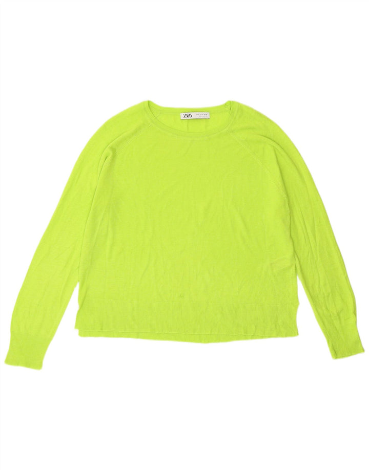 Zara Suéter feminino oversized com gola canoa Reino Unido 10 viscose verde pequena