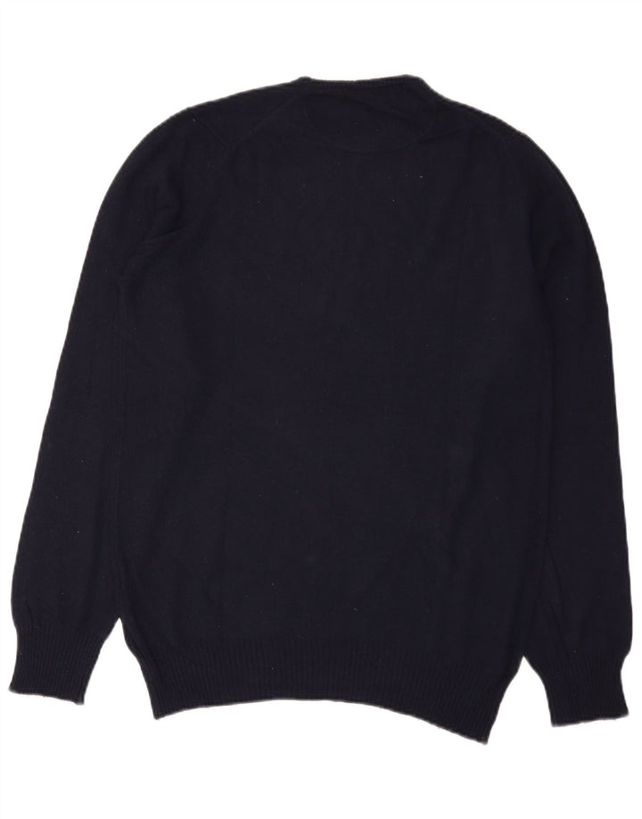 Zara Suéter masculino com gola redonda grande azul marinho