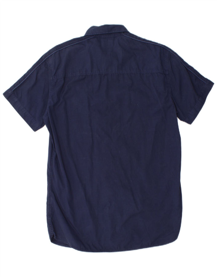 Camisa masculina de manga curta North Sails azul marinho médio algodão