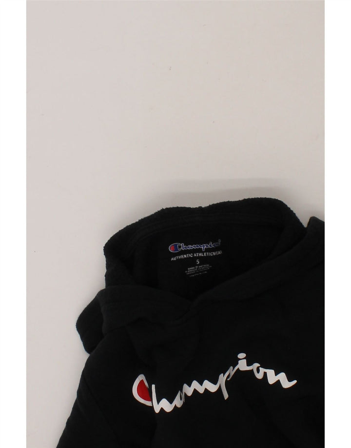 CHAMPION Boys Graphic Hoodie Jumper 4-5 Years Black Cotton Vintage Champion and Second-Hand Champion from Messina Hembry 