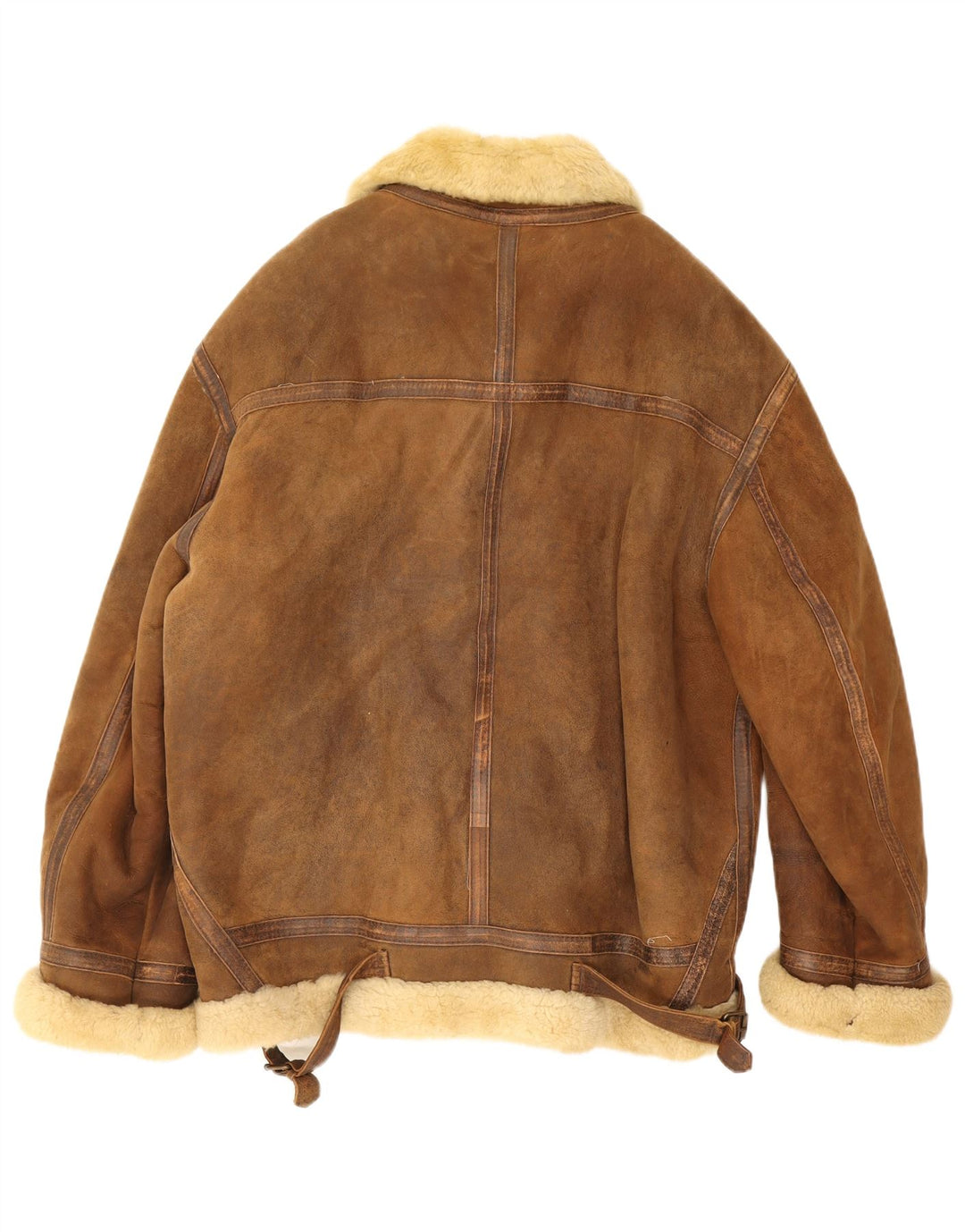 Jaqueta masculina vintage Shearling UK 42 XL marrom shearling