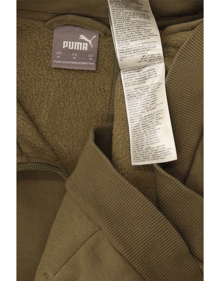 Puma Mens Tracksuit Top Jacket Medium Khaki Colourblock Algodão