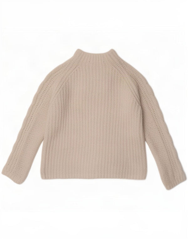 Suéter feminino Marks & Spencer com gola tartaruga Reino Unido 10 pequeno bege