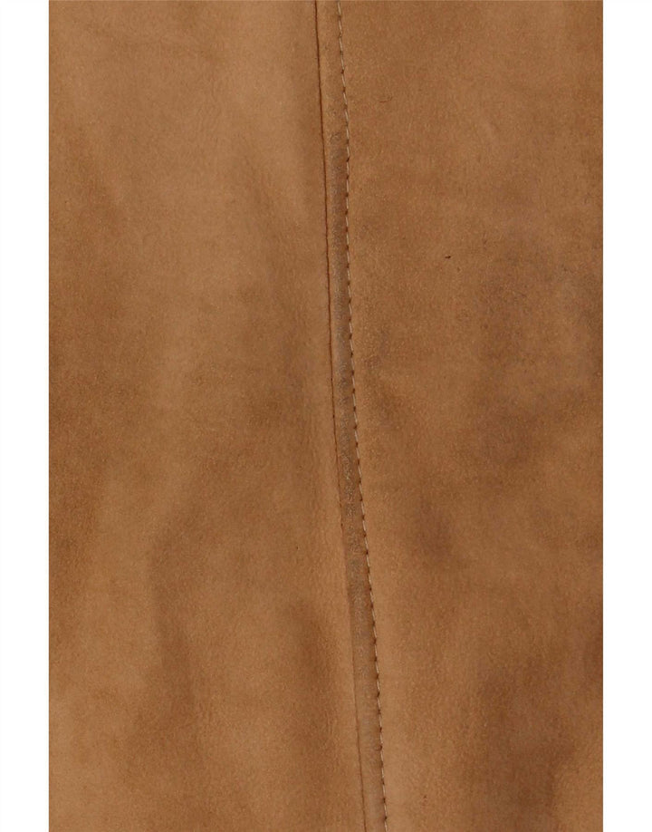Jaqueta feminina vintage com capuz Shearling UK 12 Médio Bege
