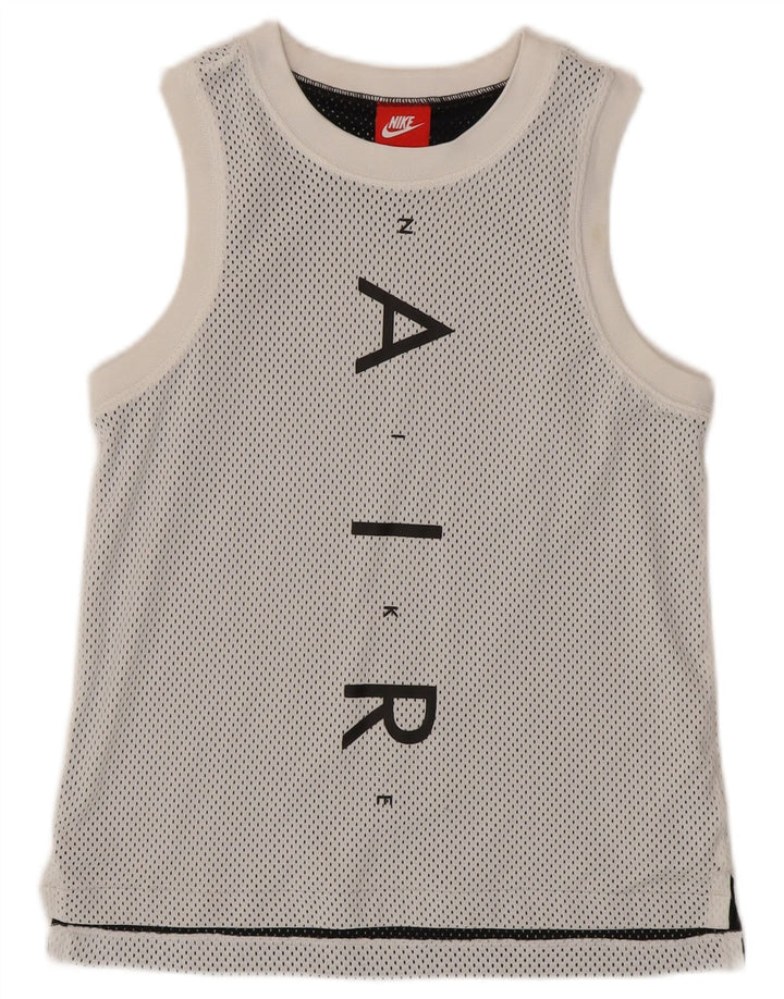 NIKE Boys Graphic Vest Top 12-13 Anos Grande Poliéster Branco