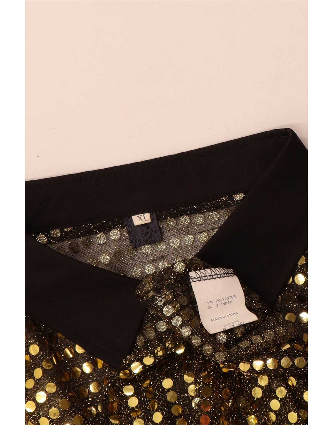 Blusa feminina vintage UK 18 XL poliéster dourado