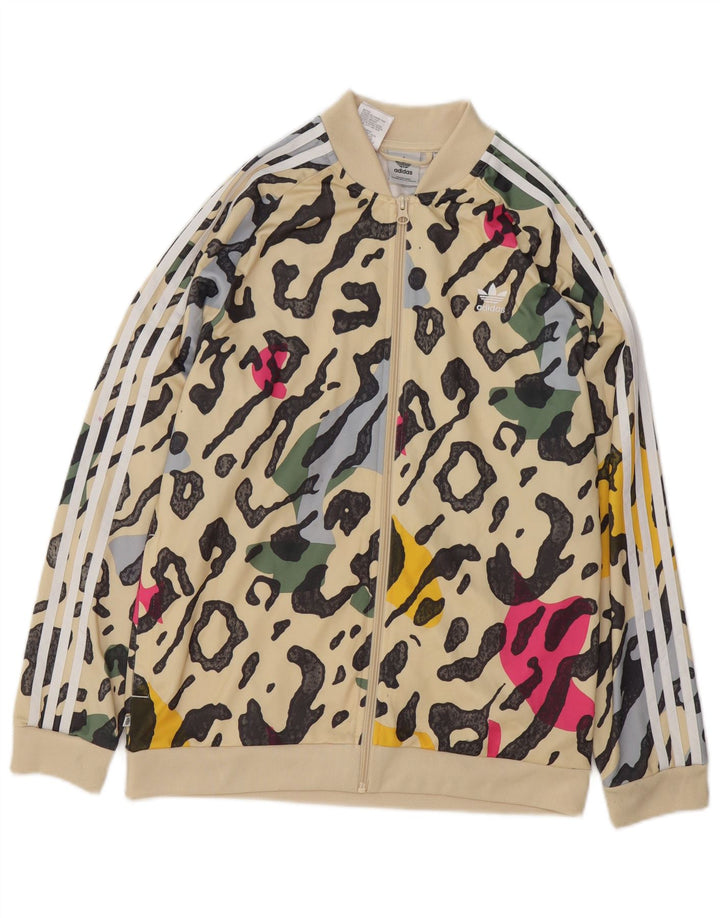 ADIDAS Casaco de treino para meninas 15-16 anos bege estampa animal poliéster