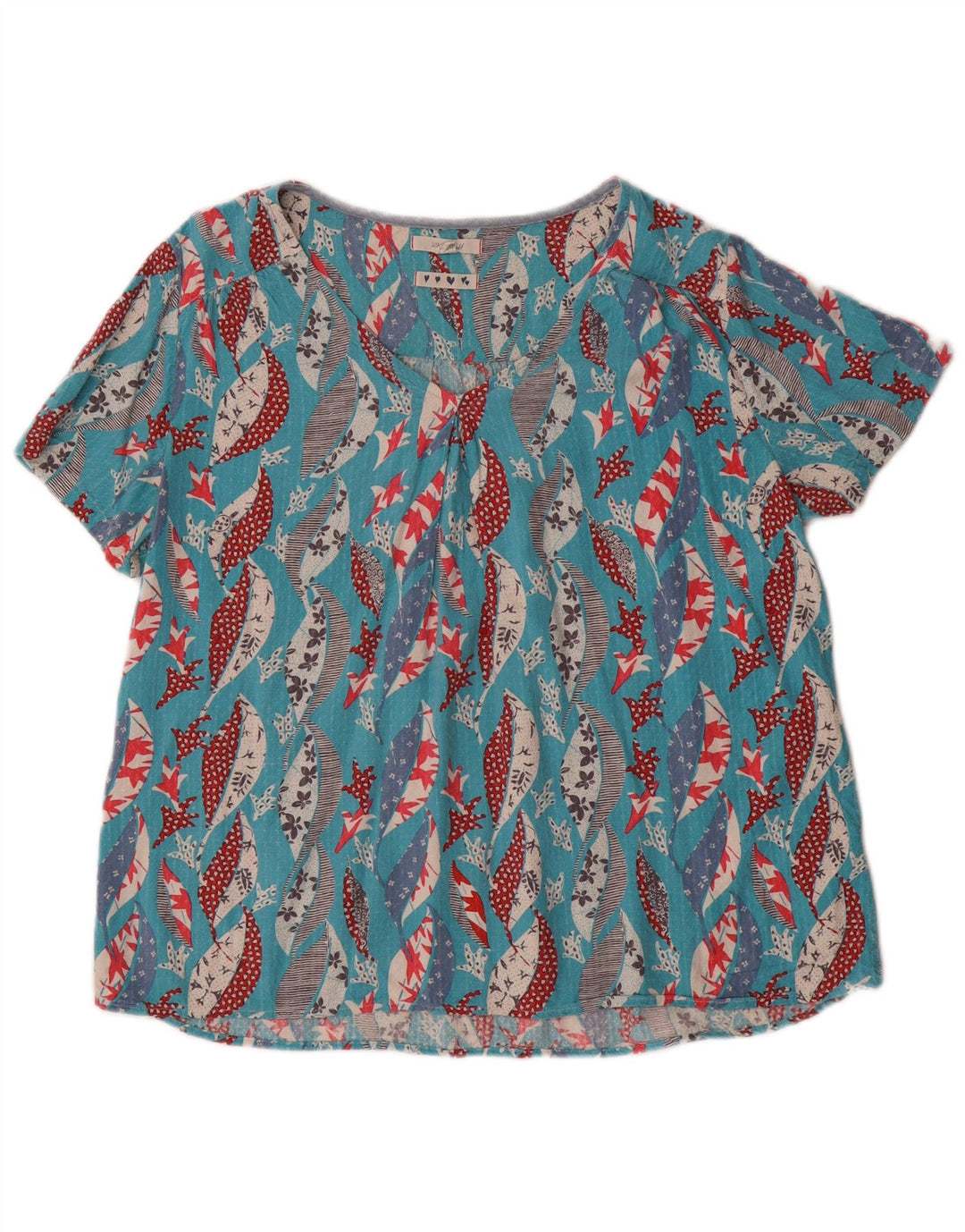 Blusa feminina White Stuff UK 14 grande viscose floral azul