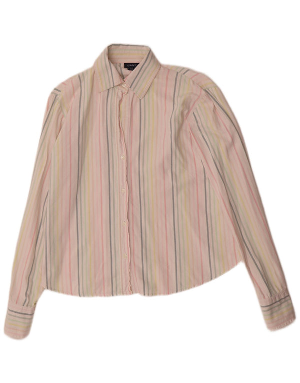 Camisa grande feminina Gant Reino Unido 10 pequena risca de giz multicolorida de algodão
