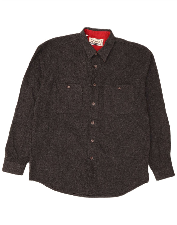 Camisa masculina vintage de flanela grande algodão preto