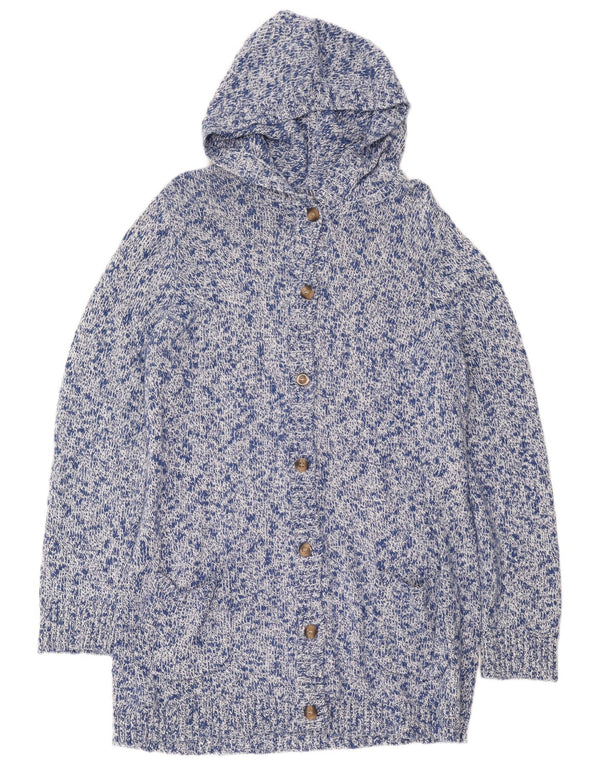 L.L.Bean Suéter cardigã feminino com capuz e palangre Reino Unido 16 grande azul manchado