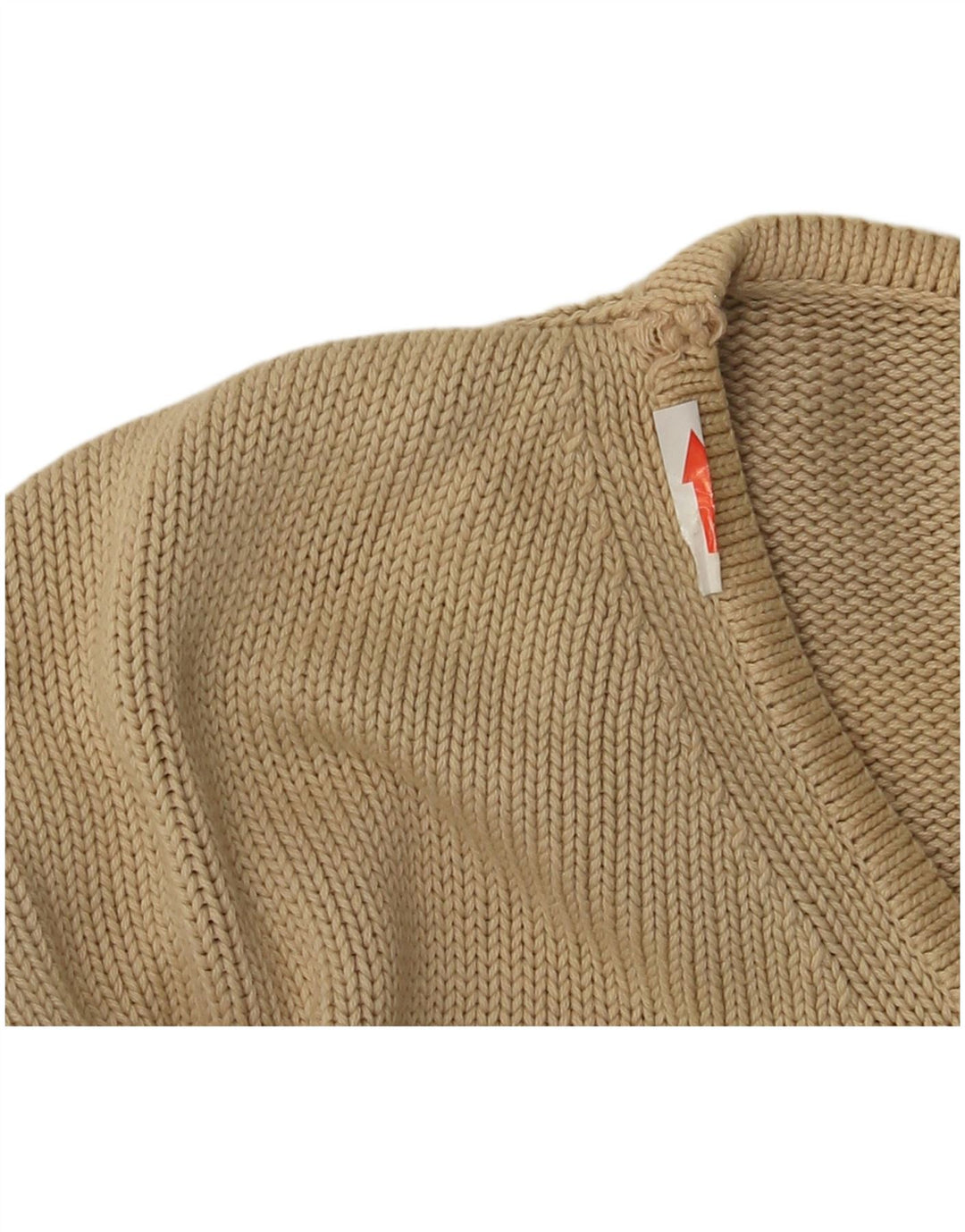 Suéter masculino Massimo Dutti com decote em V, grande algodão bege