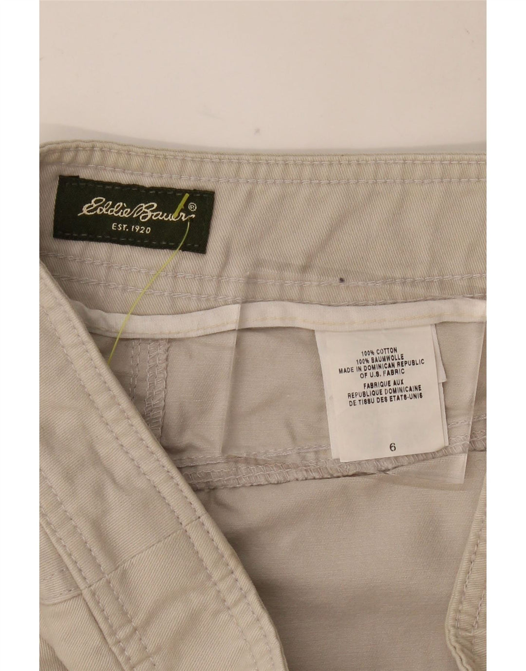 EDDIE BAUER Saia reta feminina EUA 6 médio W28 algodão bege