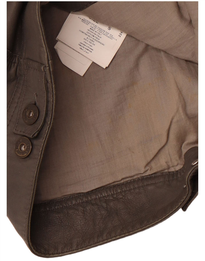 Jaqueta de couro feminina REPLAY UK 10 pequena couro cinza