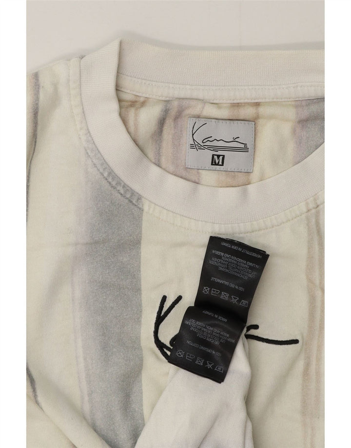 Camiseta gráfica masculina KARL KANI Top médio bege listrado algodão