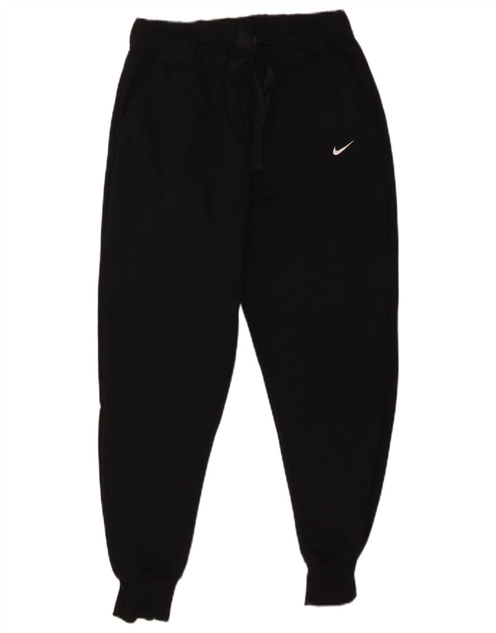 NIKE Womens Dri Fit Tracksuit Trousers Joggers UK 10 Small Black Polyester