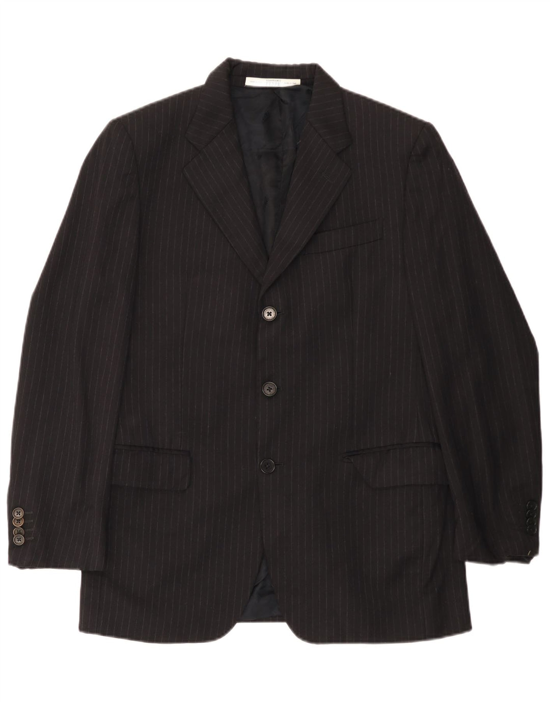 Jaqueta blazer masculina de 3 botões Gianfranco Ferre IT 48 risca de giz preta média
