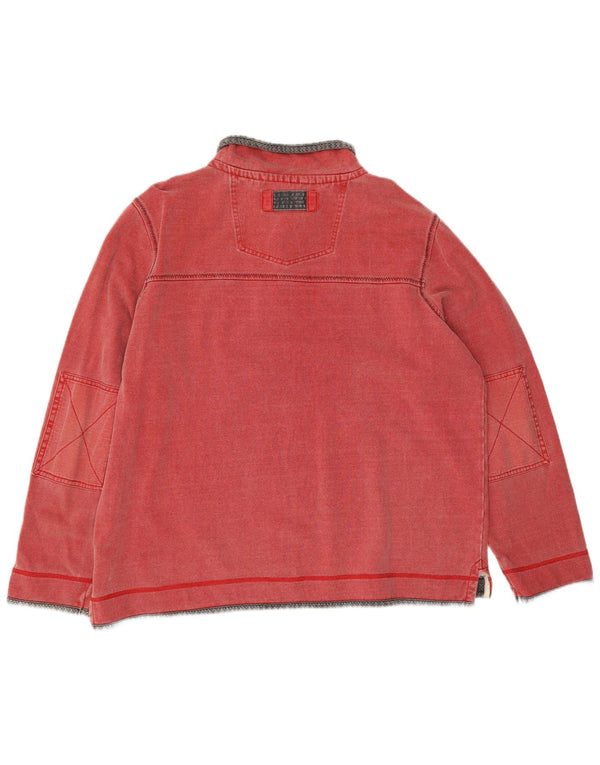 Fat Face Masculino Zip Neck Moletom Jumper XL Algodão Vermelho