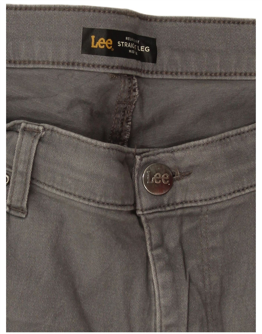 Calça jeans reta feminina LEE cintura média regular fit W32 L29 cinza