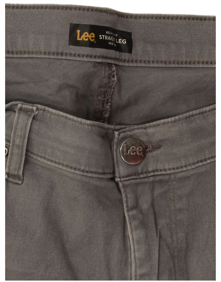 Calça jeans reta feminina LEE cintura média regular fit W32 L29 cinza